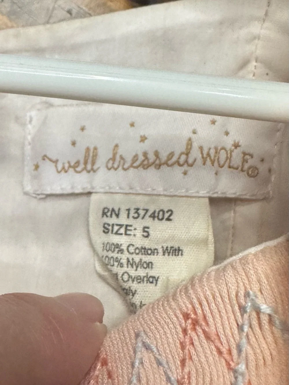 NWOT Girls Well Dressed Wolf peached smocked flutter dress Size 5 - Picture 7 of 8